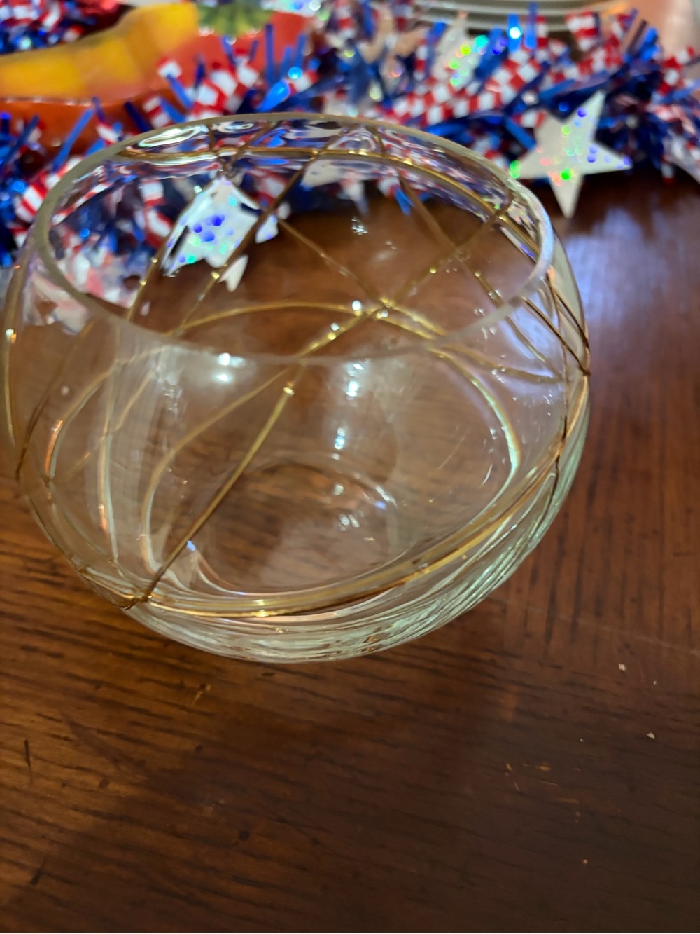 PartyLite Clear Glass Tea Light Holder with Gold Swirl